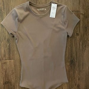 Abercrombie and Fitch Ribbed Crewneck Short Sleeve Bodysuit